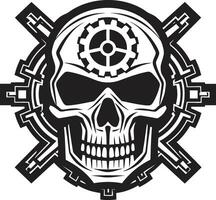 Elegant Cyber Emblem A Portrait of Modern Innovation The Gearheads Vision A Robotic Skull Icon vector