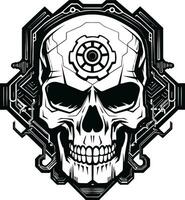 Elegant Skull in the Age of Cybernetics Sleek Mechanical Symbol The Digital Identity vector