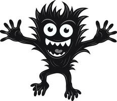 negro belleza dibujos animados monstruo logo maestría monstruoso divertido dibujos animados criatura en negro vector