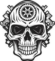 Mechanical Skull Logo A Glimpse into Cybernetic Intrigue Cyberpunk Skull Emblem The Fusion of Man and Machine vector