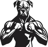 negro y negrita Boxer perro vector mascota icónico atletismo negro logo con Boxer perro