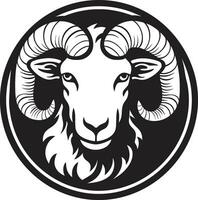 esculpido oveja símbolo lanoso visión de ébano ovino insignias gráfico majestad vector