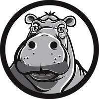 Minimalistic Hippopotamus Icon Elegant Black Hippo Emblem vector