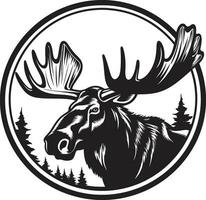 Elegant Black Moose Emblem Moose Majesty with Timeless Appeal vector