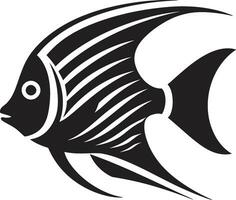 Black Logo Mastery Angelfish Iconography Angelfish Silhouette Emblem Black Beauty vector