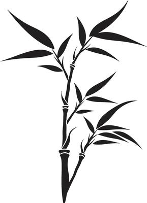 Bamboo Zen Serenity Tranquil Emblem in Black Iconic Natural Balance Black Bamboo Plant Emblem