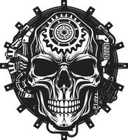 vector mecánico cráneo icono un tecnológico metamorfosis elegante negro cráneo símbolo el nexo de Arte y tecnología