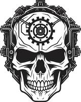 Mystical Black Skull Profile The Secrets of the Machine Steampunk Cyborg Icon A Fusion of Eras vector