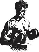 Vector Artistry Powerful Boxing Emblem in Black Boxing Dynamism Black Logo Design with Man Icon