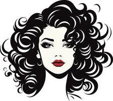 Ebony Splendor The Iconic Curls in Vector Silhouette of Elegance A Stylish Curly Symbol