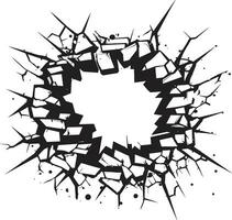 Black Beauty Comic Book Broken Wall Logo Mastery Exciting Breakthrough Broken Wall in Black Vector