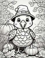 Thanksgiving coloring book graphics for children and adults photo