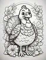 Thanksgiving coloring book graphics for children and adults photo