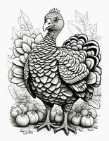 Thanksgiving coloring book graphics for children and adults photo