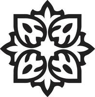 Vector Arabesque Magic Arabic Floral Tiles Icon Elegant Symmetry Black Logo Emblem with Florals