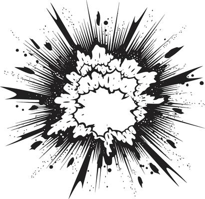 Black and Explosive Comic Explosion Vector Symbol Thrilling Explosion Comic Logo in Black