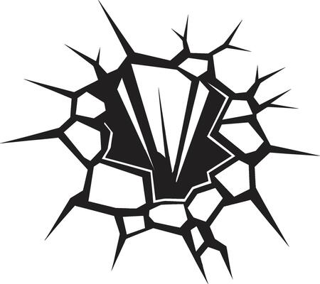 Powerful Cracks Black Comic Book Broken Wall Icon in Vector Bam Action Packed Comic Book Broken Wall Design