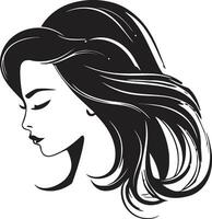 icónico sencillez vector icono de negro hembra perfil en logo en monocromo místico aura negro emblema con mujeres rostro icono en monocromo