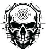 Elegant Tech Emblem The Beauty of Machinery Mystical Machine Skull A Journey into Metal Magic vector