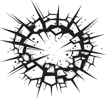 Comic Book Impact Black Logo Design with Broken Wall Black and Bold Comic Book Broken Wall Vector Icon