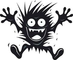 bestial encanto negro logo con dibujos animados monstruo monstruos cuento vector icono en negro