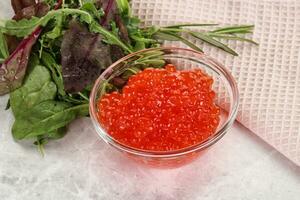 Red caviar in the bowl photo