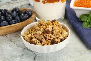 Granola museli cereal for breakfast photo