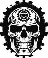 Cybernetic Artistry The Mechanical Skull Icon Elegant Tech Mastery The Fusion of Style and Innovation vector