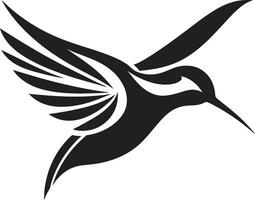 Stylized Black Hummingbird Emblem Hummingbird in Serene Vector