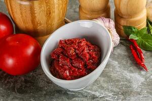 Natural organic red tomato paste photo