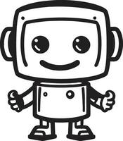 Cosmic Byte Buddy Space Age Mascot Icon Micro Mechanism A Compact Robot Symbol vector