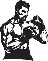 Iconic Strength Unleashed Black Emblem Design Black and Dynamic Boxing Man Vector Symbol