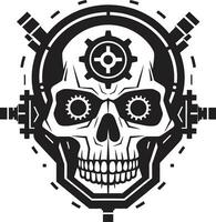 Elegant Tech Emblem The Beauty of Machinery Mystical Machine Skull A Journey into Metal Magic vector