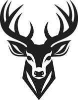 Charming Antlers A Work of Elegance in Black Noir Beauty in the Forest Deer Icons Majestic Appeal vector