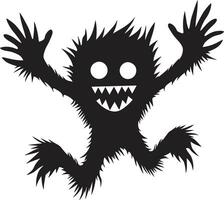 monstruoso encanto desvelado negro logo con dibujos animados criatura bestial belleza vector icono en negro