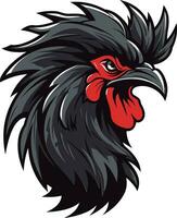 Elegant Black Rooster Emblem Rooster Profile in Vector Art