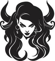 Iconic Temptress Unleashed Black Emblem Design Black and Seductive Devilish Demon Vector