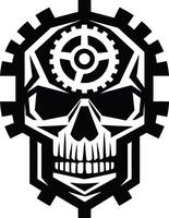 Monochromatic Tech Skull The Union of Gears and Wires Elegant Skull in the Age of Technology vector