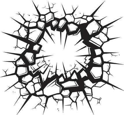 Vector Artistry Unveiled Broken Wall Comic Book Emblem Powerful Cracks Black Comic Book Broken Wall Icon in Vector