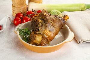 Baked Lamb shank with bone photo