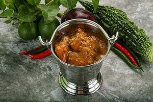 Indian cuisine - chicken curry with spices photo