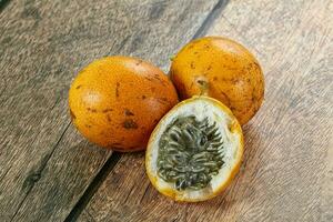 Sweet and juicy yellow maracuya fruit photo