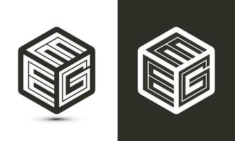 EEG letter logo design with illustrator cube logo, vector logo modern alphabet font overlap style.