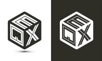 eqx letra logo diseño con ilustrador cubo logo, vector logo moderno alfabeto fuente superposición estilo.