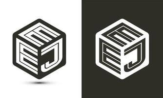 EEJ letter logo design with illustrator cube logo, vector logo modern alphabet font overlap style.