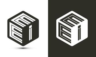 EEI letter logo design with illustrator cube logo, vector logo modern alphabet font overlap style.