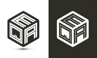 EQA letter logo design with illustrator cube logo, vector logo modern alphabet font overlap style.