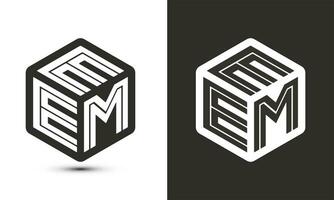 eem letra logo diseño con ilustrador cubo logo, vector logo moderno alfabeto fuente superposición estilo.