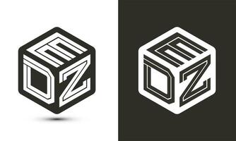 EDZ letter logo design with illustrator cube logo, vector logo modern alphabet font overlap style.