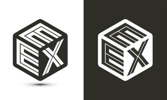 EEX letter logo design with illustrator cube logo, vector logo modern alphabet font overlap style.